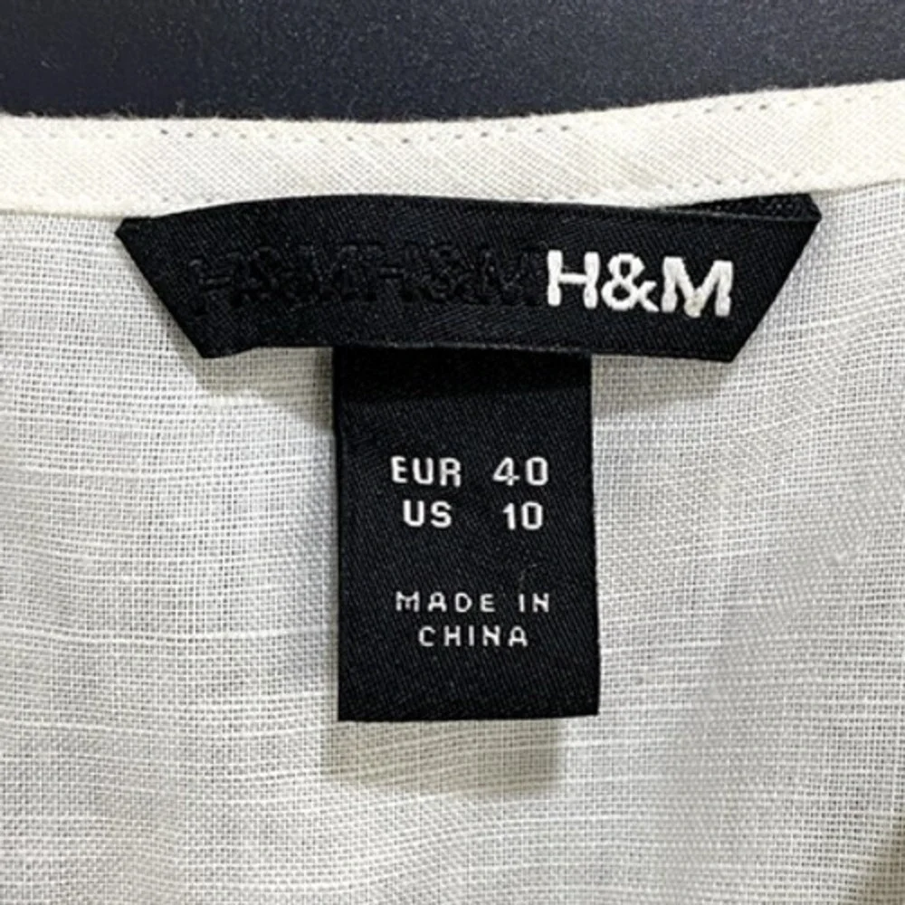 H&M Dress Kids 10 White Linen Blend Slip Mini Sundress Spaghetti Strap Neutral‎
